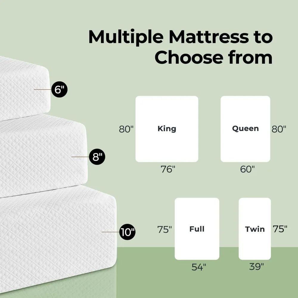 Full Size Mattress, 8 Inch Gel Memory Foam Mattress in a Box, Fiberglass Free, Breathable Mattress for Cooler Sleep Supportive 5