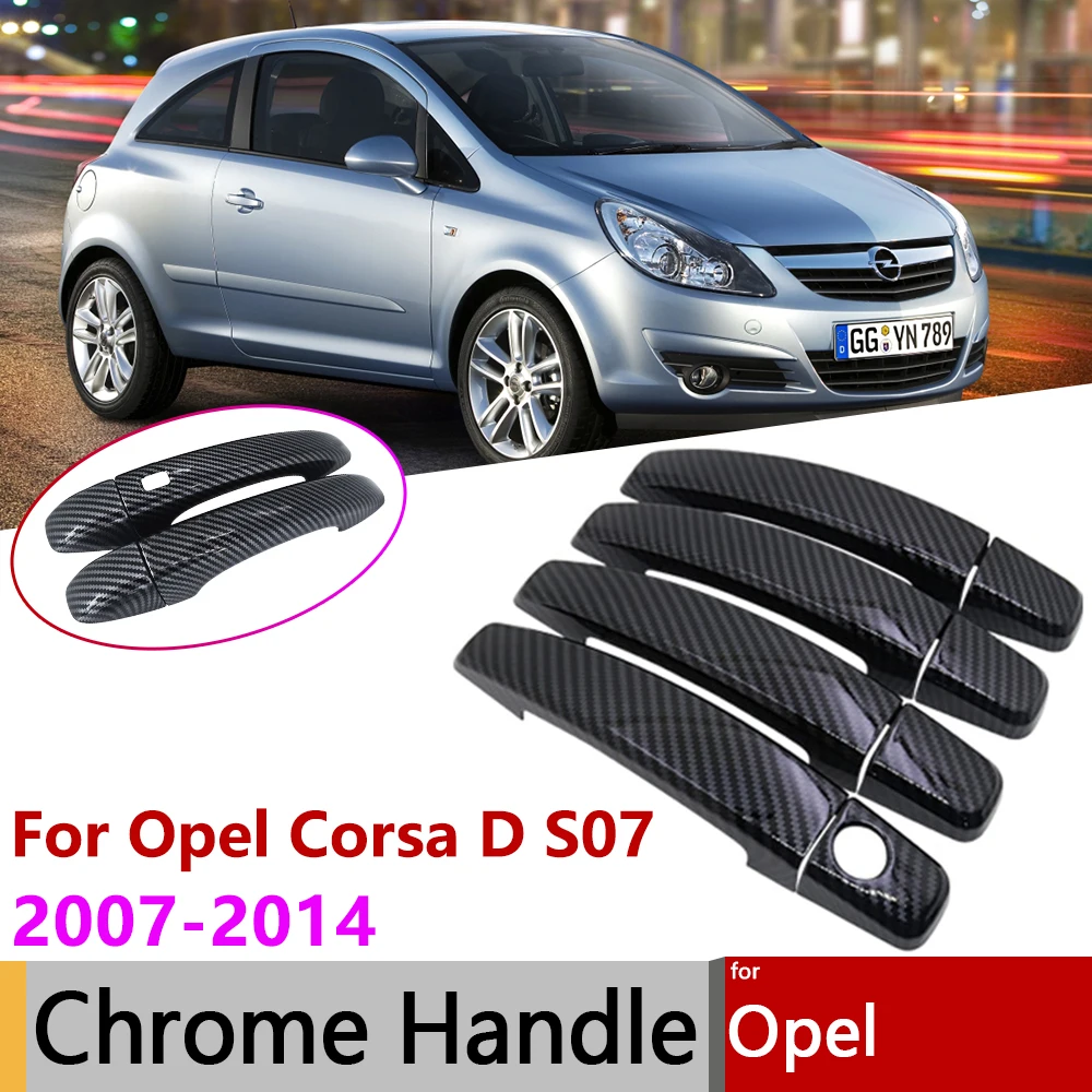 

Для Opel Corsa D Vauxhall S07 2007 ~ 2014 глянцевый черный углеродное волокно хромированный автомобильный смарт-чехол для дверной ручки отделка внешние аксессуары