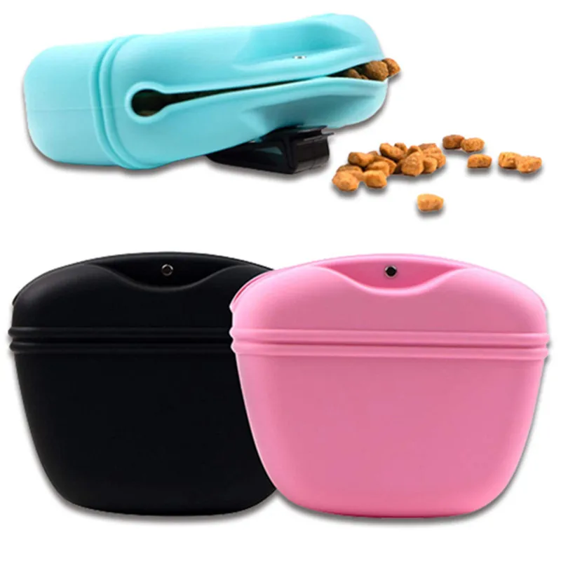 Silicone Dog Treat Bag Pet Portable Dog Training Waist Bag Outdoor Feeder Puppy Snack Pouch Food Reward Storage Pet Supplies