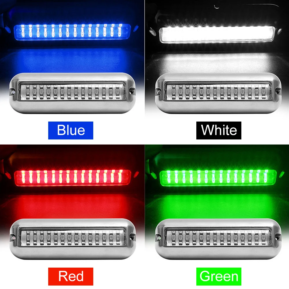 42LED Marine Navigation Light Stainless Steel Underwater Lamp 10-30V Speedboat Light IP68 Waterproof 80W Yacht Boat Accessories
