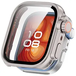 Premium Screen Protector Bumper Case for Huawei Watch Fit Pro - Tempered Glass Film with PC Shell Frame Cover Accessories (Starlight)