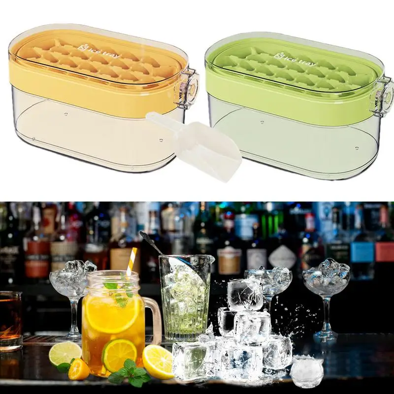 

Ice Cube Tray Easy Release Strong Sealing Ice Box Ice Tray Mold 24 Grids Rotary Pressing Ice Mold Ice Cube Maker Tray Box