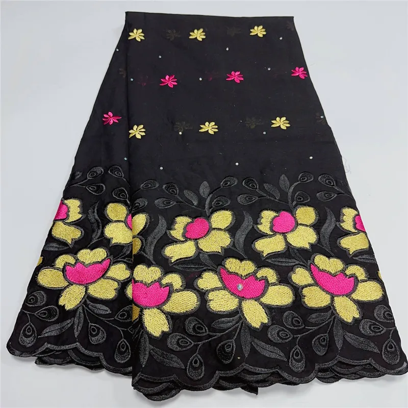 

5 Yard Swiss Voile Lace Fabric Lafaya Heavy Beaded Embroidery African 100% Cotton Popular Dubai Style For Party Cloth Material