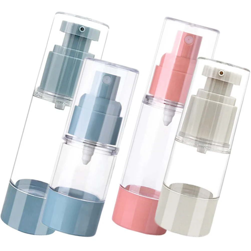 4 Pcs Vacuum Bottle Travel Bottles Spray Foundation with Pump Empty As Airless makeup palette stainless steel cosmetic palette 6 well with spatula tool for nail art eye shadow mixing foundation painting 6x4