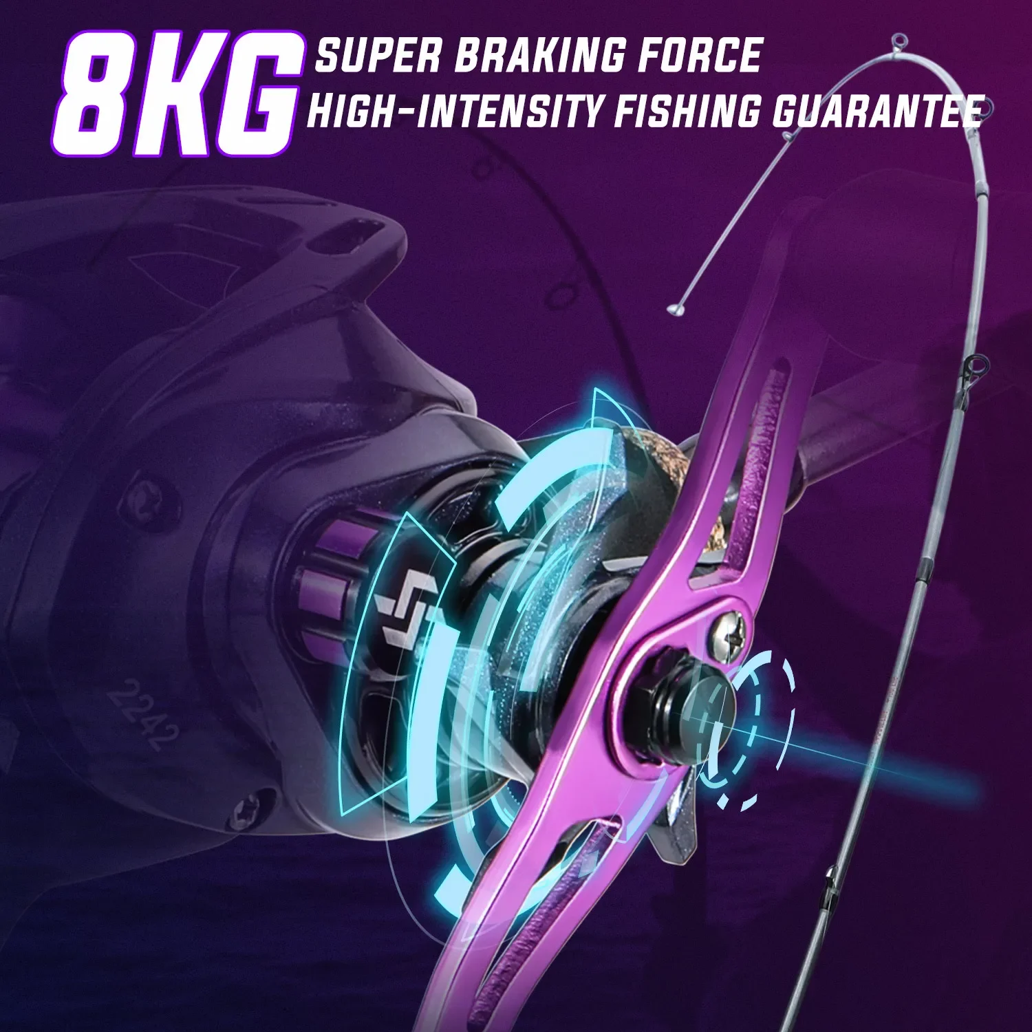 Sougayilang Fishing Rod Combo 1.7m Carbon Fiber Casting Rod and Baitcasting Reel with Free Pe Line As Gift Max Drag 8kg for Bass 6