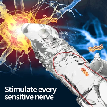 Vibrator for Men Penis Enlargement Sleeve Delay Ejaculation Cock Ring Reusable Comdom Penis Extender Adult Sex Toys For Men 2