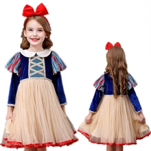 

New Dress for Girls Snow White Cosplay Party Princess Costume Christmas Kids Children Clothes Long Sleeve toddler girl dresses