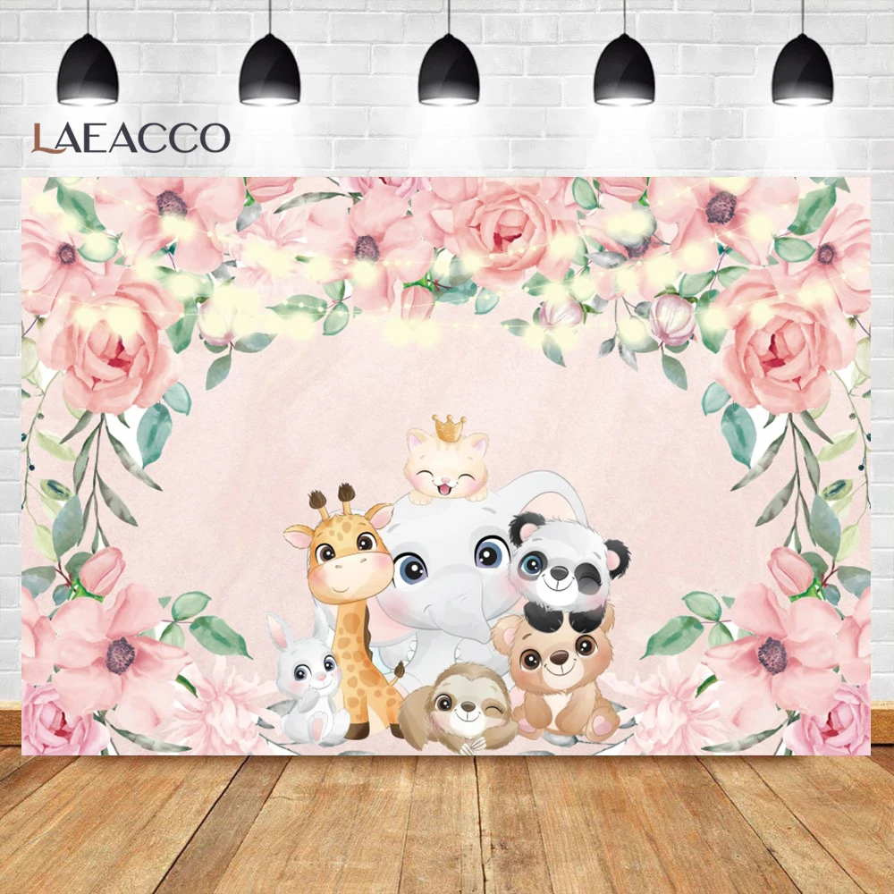 Baby Shower Backdrops For Photography Safari Fox Deer Tent Flowers Baptism Party Photo Background Photostudio photo backdrop