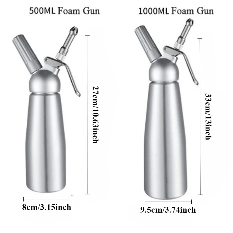 Cream Foam Gun 250/500/1000ml Cream Foam Gun Homemade Whipped Cream Dispenser Cake Piping Guns Siphon Squeeze Bottle Kitchen Dessert Tool