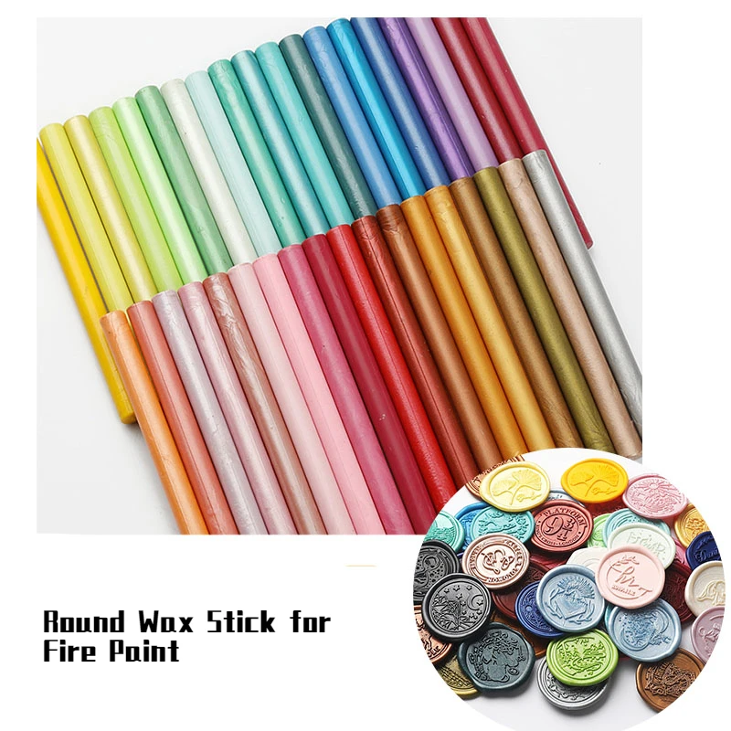 5 Pezzi Rotondi Fiamma Lacca Cera Stick Busta Sigillo Fiamma Lacca Strisce Di Cera Timbri