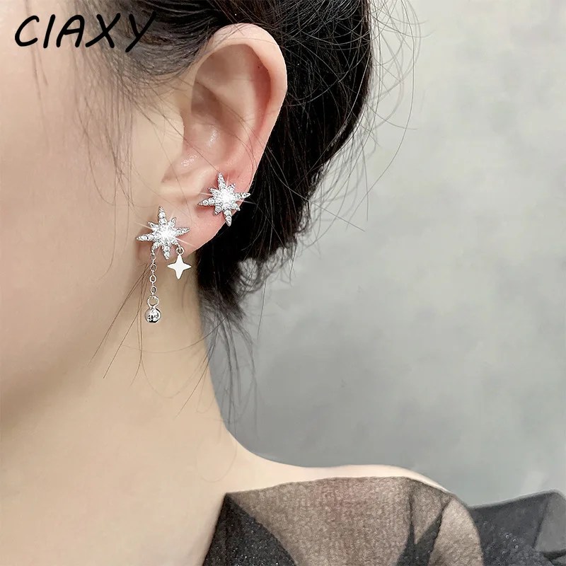 Boucles D'oreilles Flocon De Neige Pour Femme - Doré Avec Strass Et Boule En Peluche - Cadeau De Noël, Hiver, Saint-Valentin
