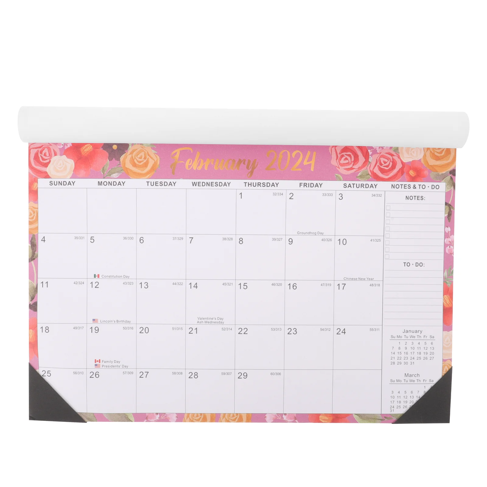 2024 Wall-mounted Calendar 18-month Desktop Planner (Flowers 2024) Clear Printed Monthly