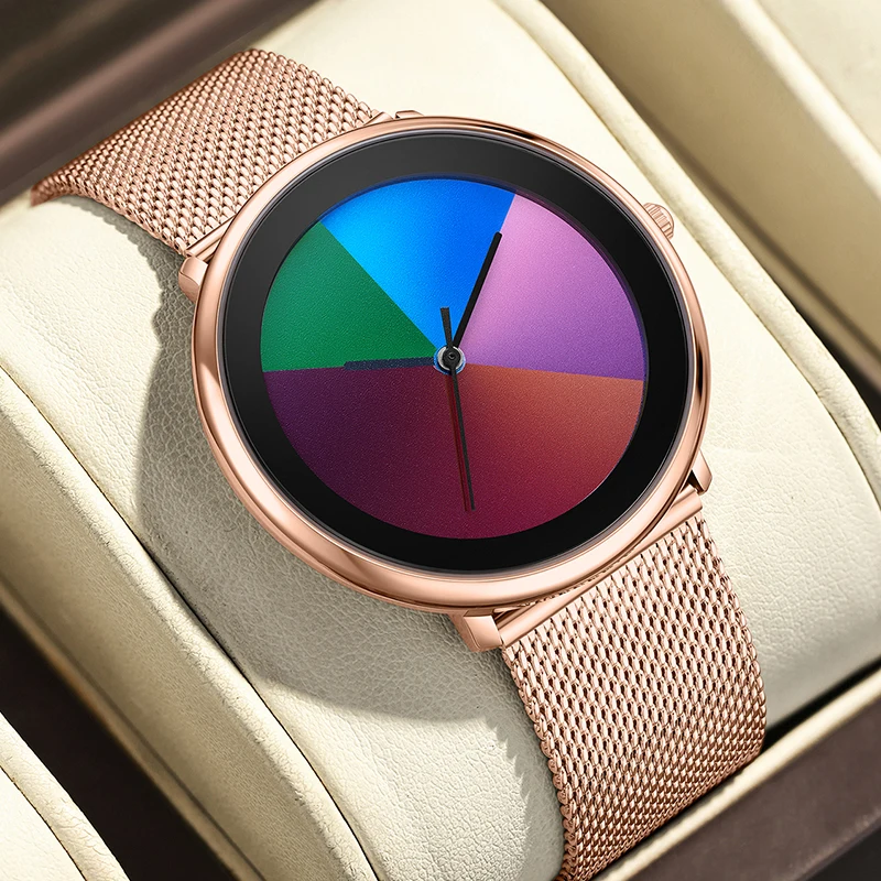 LIGE New Creative Ladies Watch Round Ultra Thin Mesh Waterproof Women's Quartz Wristwatch Simple Bracelet Watches Gift For Women