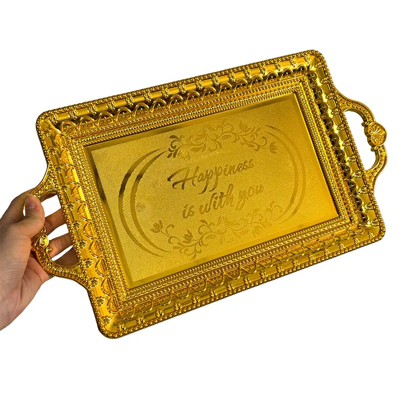 Irregular European Style Golden Banquet Tray Light Luxury High Aesthetic Fruit Platter for Home Decoration Creative Living