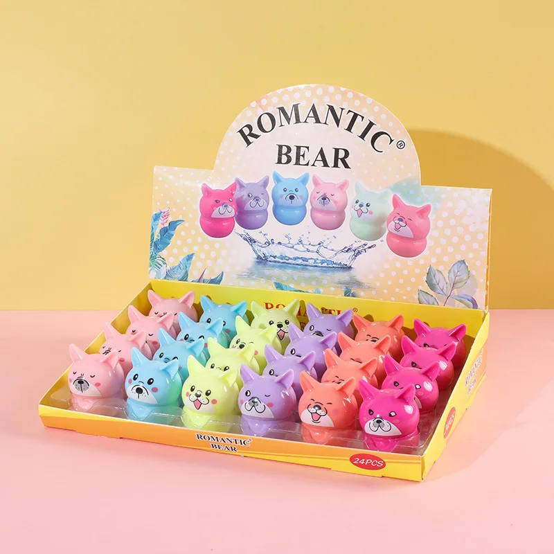 24Pcs Cartoon Dog Theme Lip Blam Clear Hydrating Repair Clear Moisturizing Lip Balm Lip Jelly Per La Cura Delle Labbra Screpolate Secche