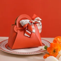 Leather Gift Bags Bow Ribbon Packaging Bag Wedding Favour Distributions Bags Eid Mubarak Candy Packaging Box Mini Handbag