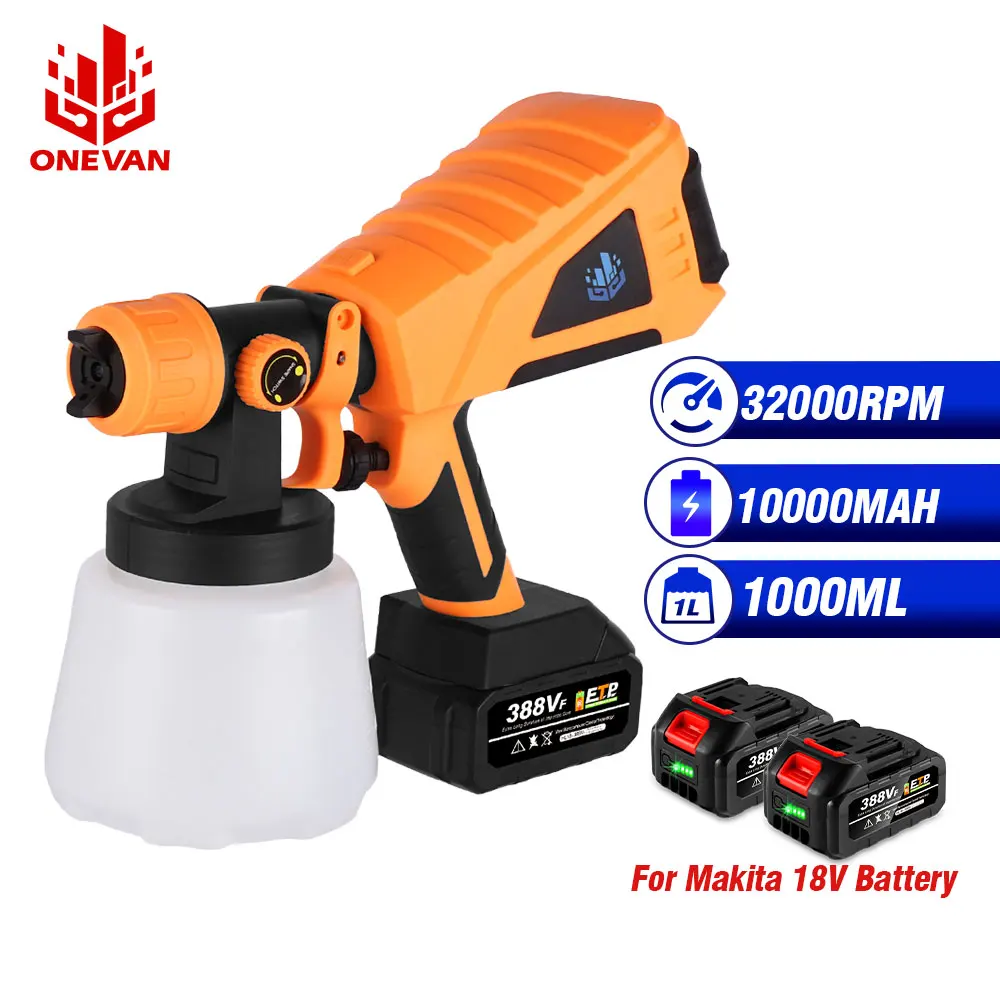1000ml Cordless Electric Spray Gun W/battery Household Disinfection Sterilization Portable Paint