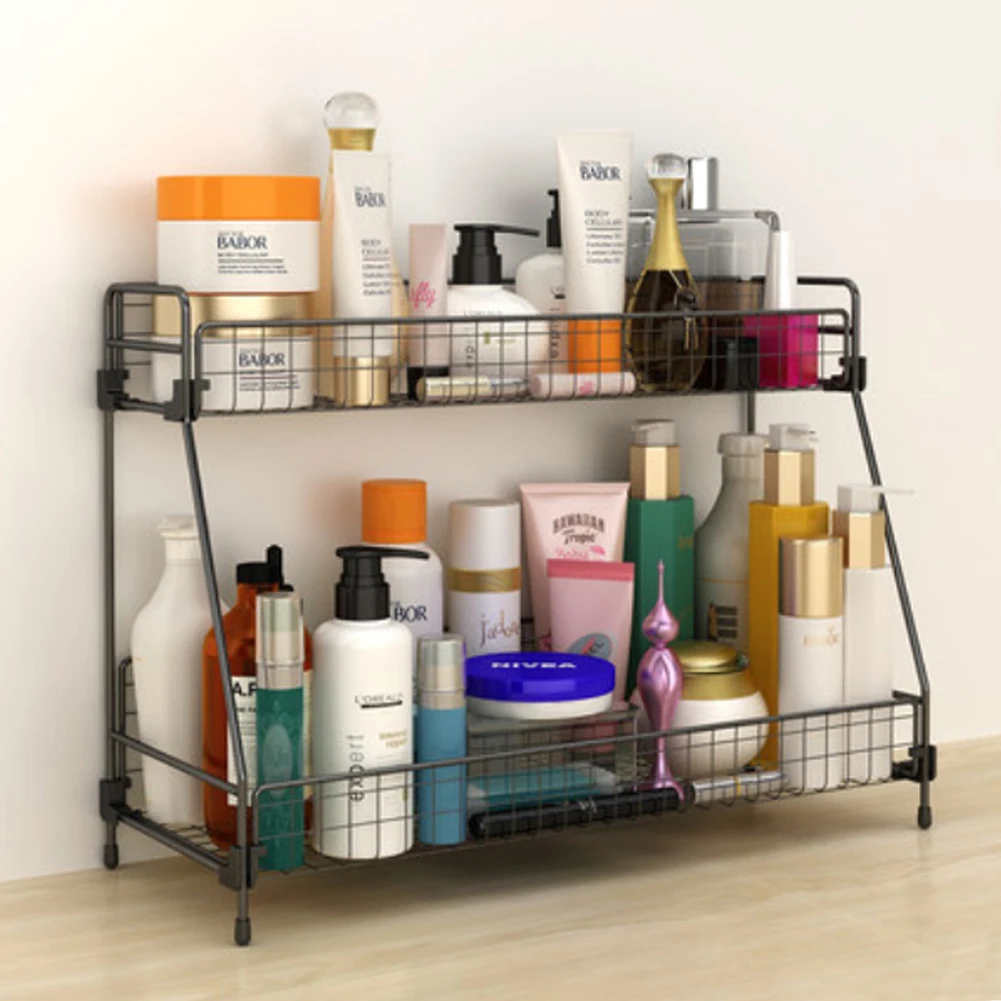 Standing 2 Tiers Spice Herb Jar Rack Holder Storage Organizer Counter Shelf Black: 3 - 5 Days Free Delivery Only UK