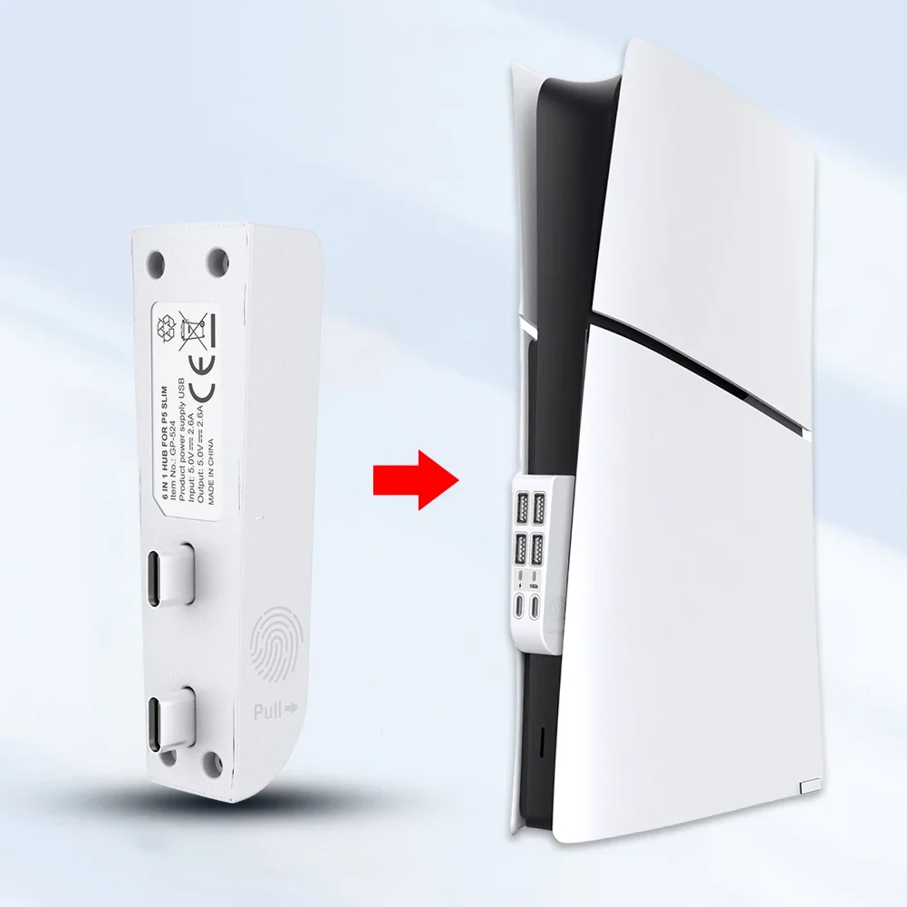 USB High-Speed Expansion Hub Charger Extender USB Port Extender with 4 USB & 2 Type C Port for PS5 Slim for Playstation 5 Slim