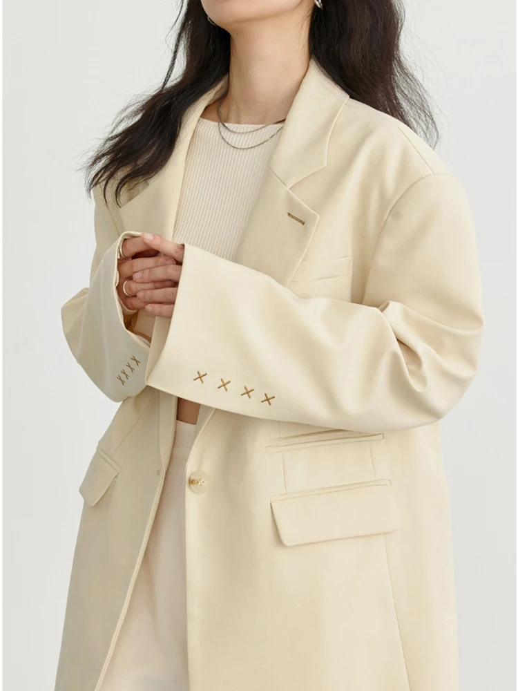 Women's Blazers Casual Cuffs Embroidered Suit Coat Office Lady Tops Fashion Outwear Female Jacket Spring Autumn CHIC VEN