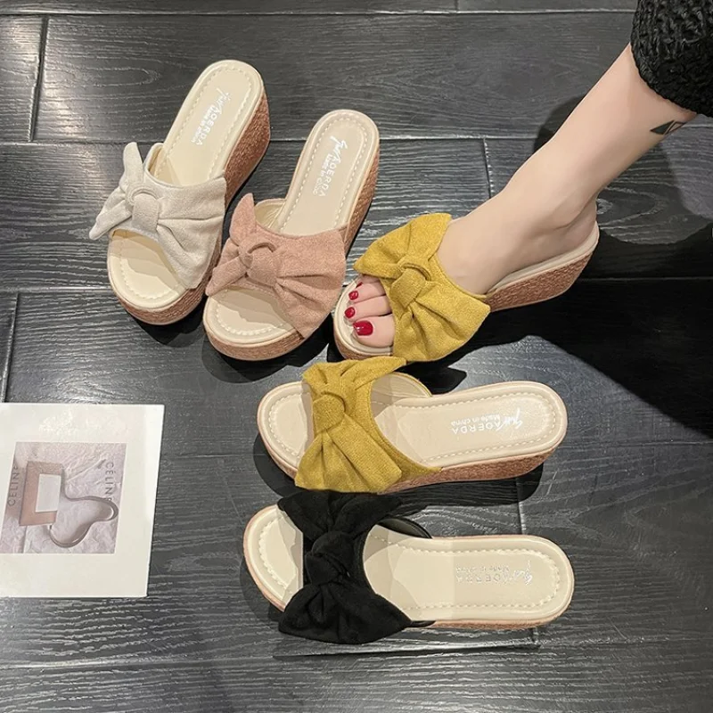 Women Platform Slippers Sandals Women New Fashion Wedge Shoes Ladies High Heels Thick Bottom Mules Summer Casual Female Slippers