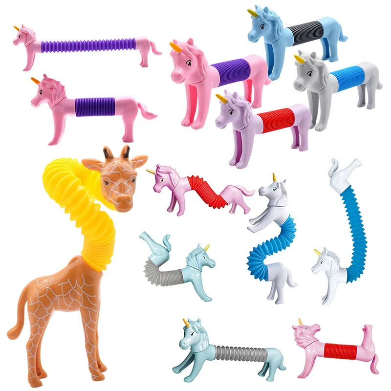 

Cartoon Animal Pop Tubes Sensory Fine Motor Skills Training Unicorn Giraffe Toddler Kids Learning Fidget Toys Unique Adult Gifts