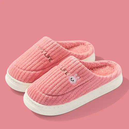 Winter Plush Slippers for Women & Men - Thick Sole Couple House Shoes, Warm Fleece-Lined Indoor Slides with Non-Slip Sole - Image 7