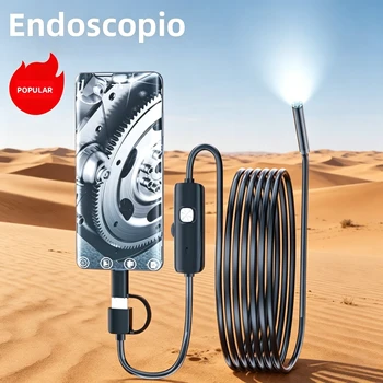 7MM Type-C Endoscope Camera IP67 Waterproof with 6 Adjustable LEDs USB Android Flexible Inspection Borescope for Phone PC 1