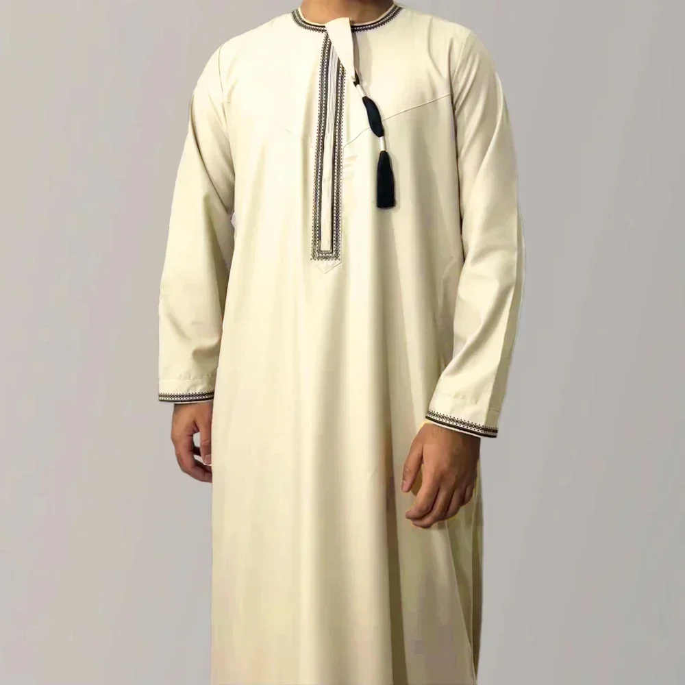 Muslim Dress Muslim Robe New Muslim Men Long Sleeve Pullover Dress