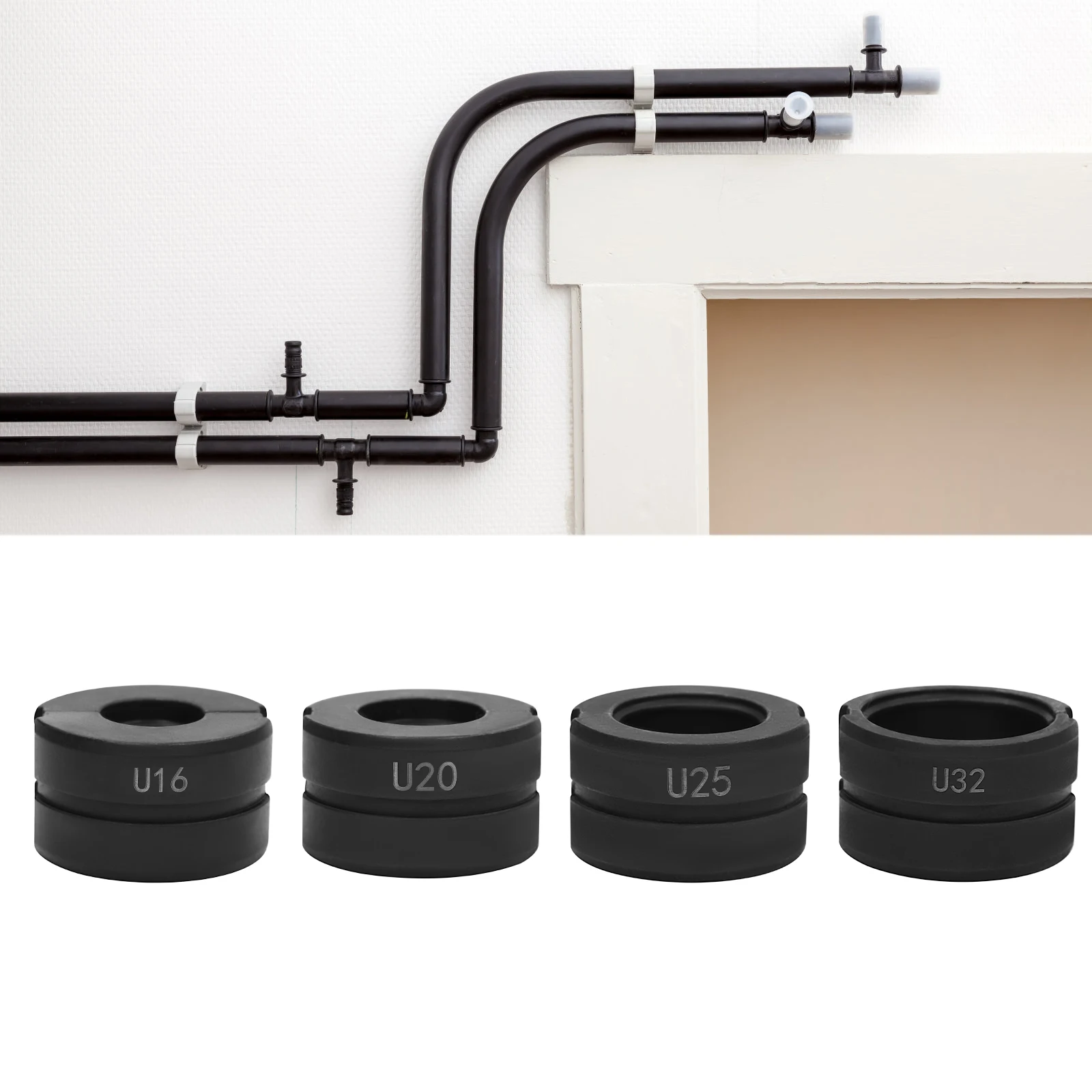 4 U-Typ-Matrizen für Pex PB Kunststoffrohr-Crimpzange 16, 20, 25, 32 mm, Crimpzangen-Beschläge-Werkzeug – U-Formen-Set – Detail 13
