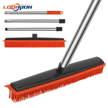 Spinta Scopa in silicone Setole in gomma antigraffio Depilazione animali domestici Scopa in gomma per pavimenti Tappeti Piastrelle Finestre Giardini Spazzare 1