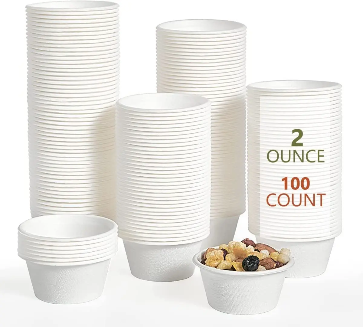 4oz Compostable Portion Cups with Lids, Disposable Souffle Take