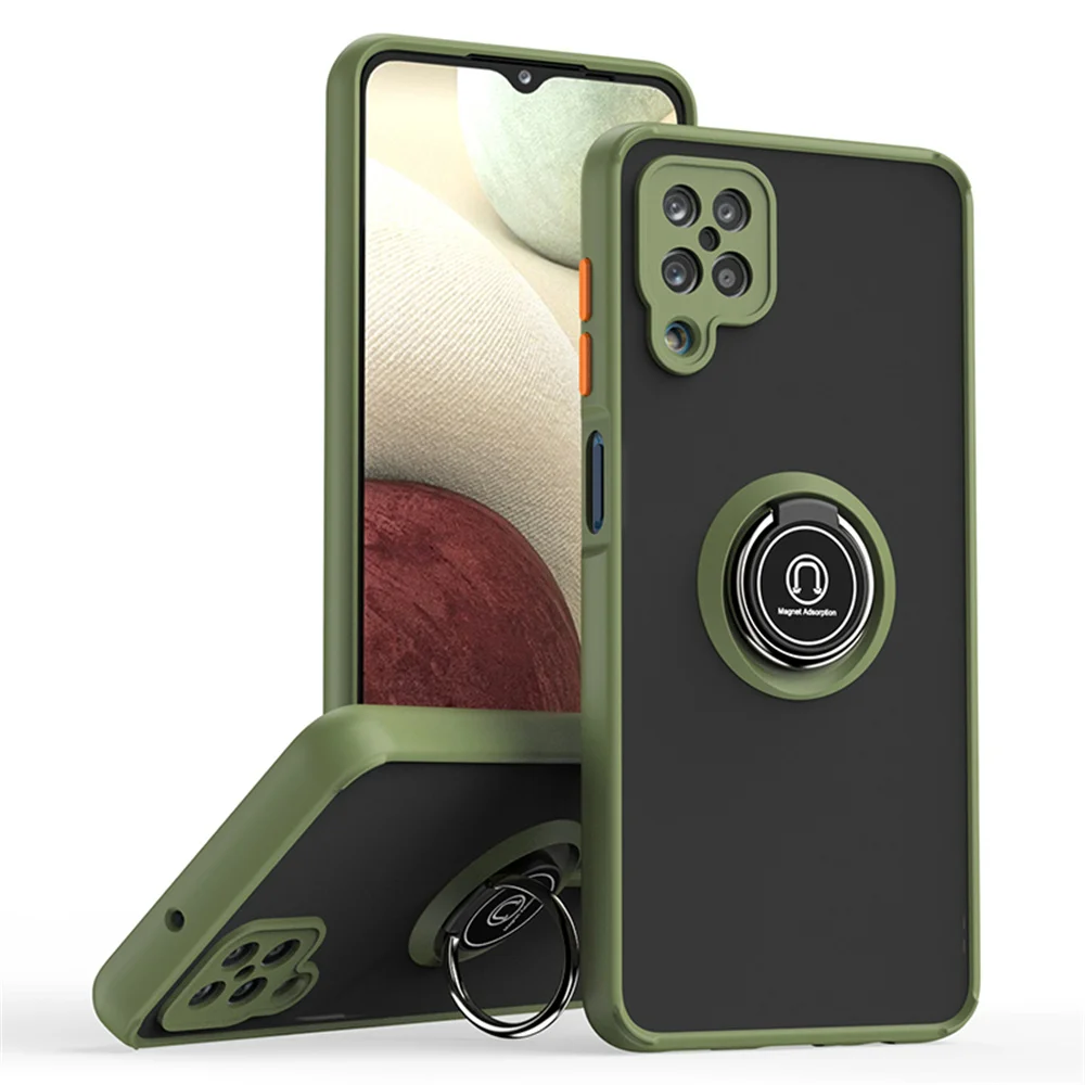 Shockproof Matte Case with Metal Ring Holder Cover