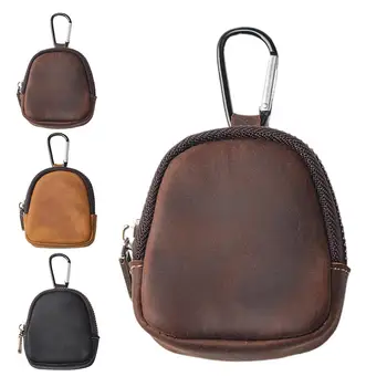 Portamonete Mini Retrò in Pelle PU con Moschettone, Portachiavi Multicolore, Borsa Piccola Portatile per Uomo e Donna, Custodia per Auricolari