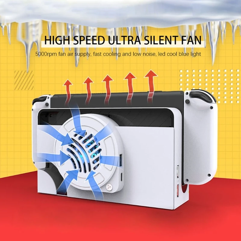 

Host Cooler Fan with Blue LED Light for SwitchOLED Console Gaming Accessories Drop Shipping