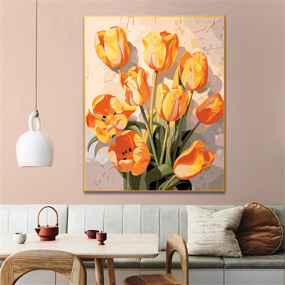 

Painting by Numbers For Adult yellow tulips Dropshipping Canvas Oil Home Decor