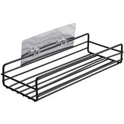 Sleek Black Iron Corner Shower Caddy and Bathroom Organizer (Black)
