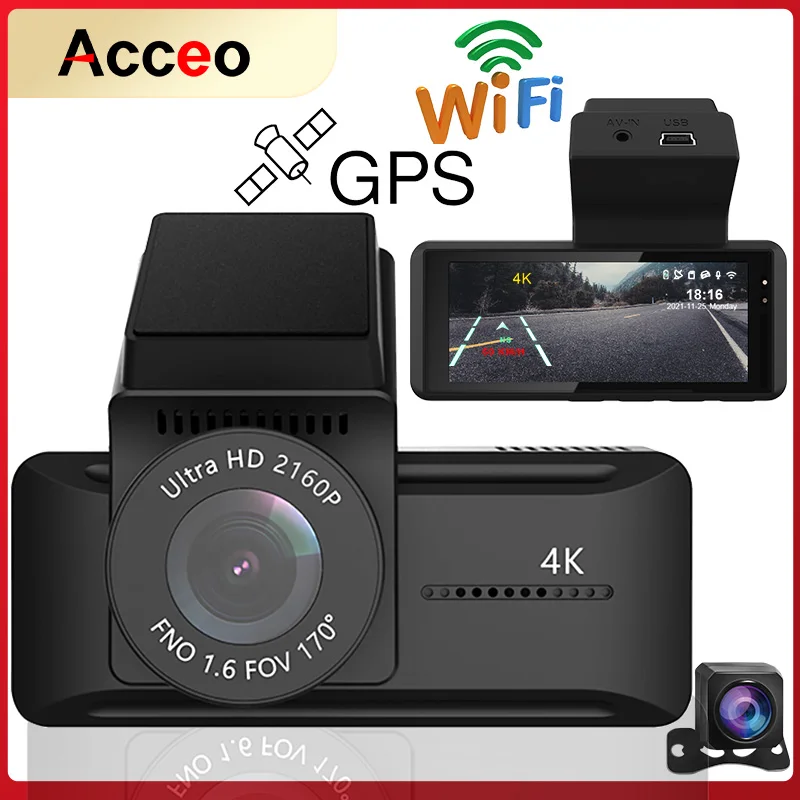 Acceo Dashcam 4K Gps Wifi 24H Parking 2160P Auto Dvr 3.16 Inch Video