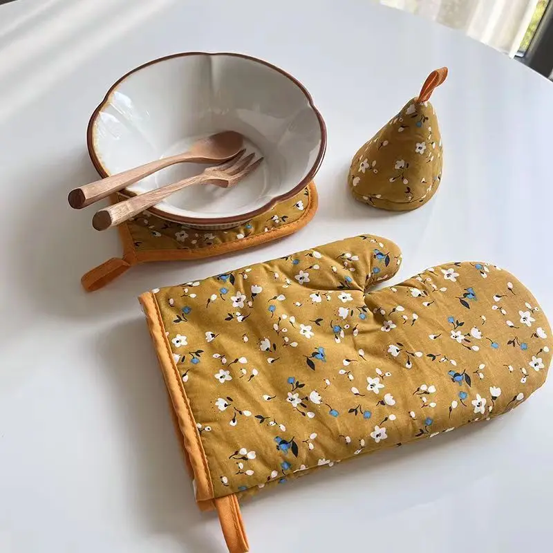 Silicone Oven Mitts Kitchen Gloves Silicone Oven Gloves Cotton Pot Holders Oven Mitts Kitchen Pot Holder