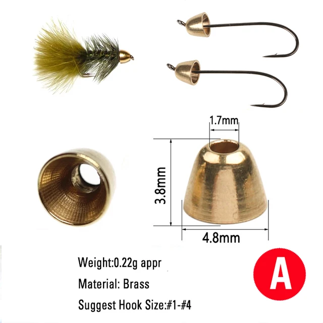 Wifreo 30PCS 5.5mm Brass Cone Head for Slamon Fishing Tube Fly