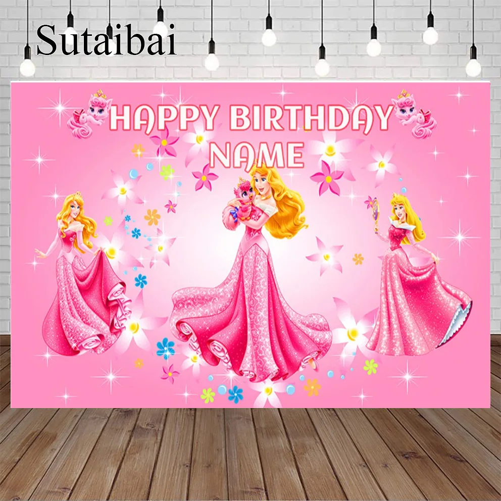 Disney Sleeping Beauty Aurora Backdrop Photography Princess Baby Birthday Party Seabed Shell Treasure Star Poster Backgrounds Aliexpress