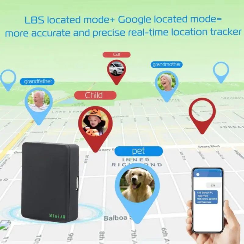 Mini A8 GPS Tracker Wireless Audio Listening Device GSM/GPRS Locator Tracking Device Anti Lost LBS Locator GPS Trackers