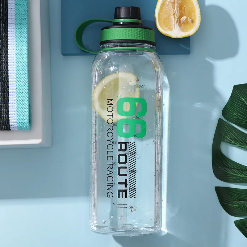 1500ml Large Capacity Travel Water Bottle with Time Marker Outdoor Portable Sports Fitness Plastic Cups Space Cup