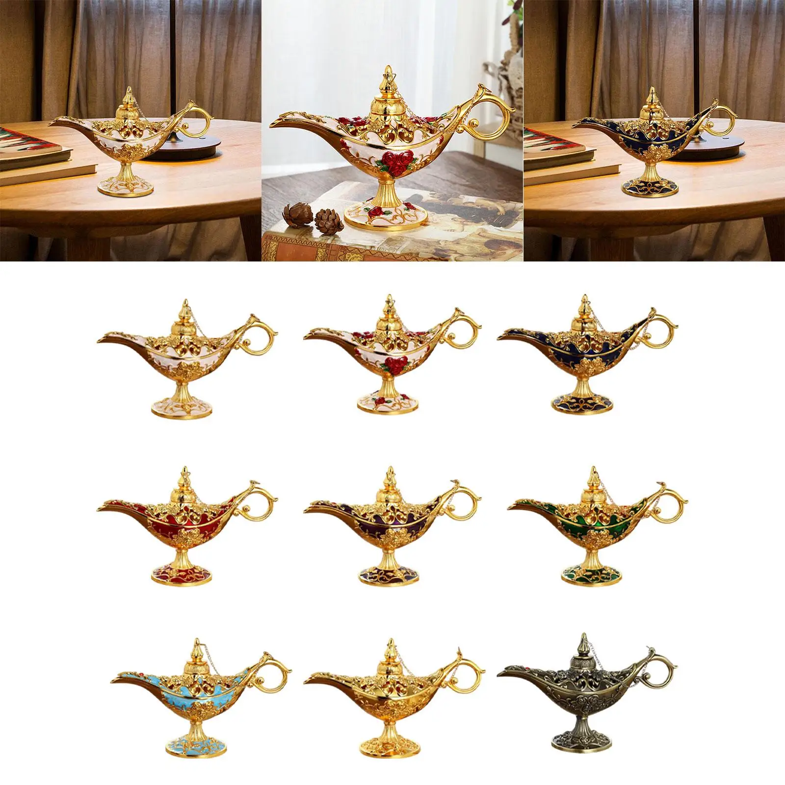 Retro Lights Sculpture Decorative Elegant Multipurpose Metal Lamp Statue for