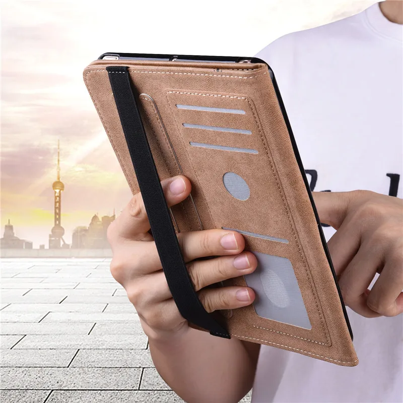 Elegant Leather Wallet Stand Case - 11 inch Business Tablet Cover