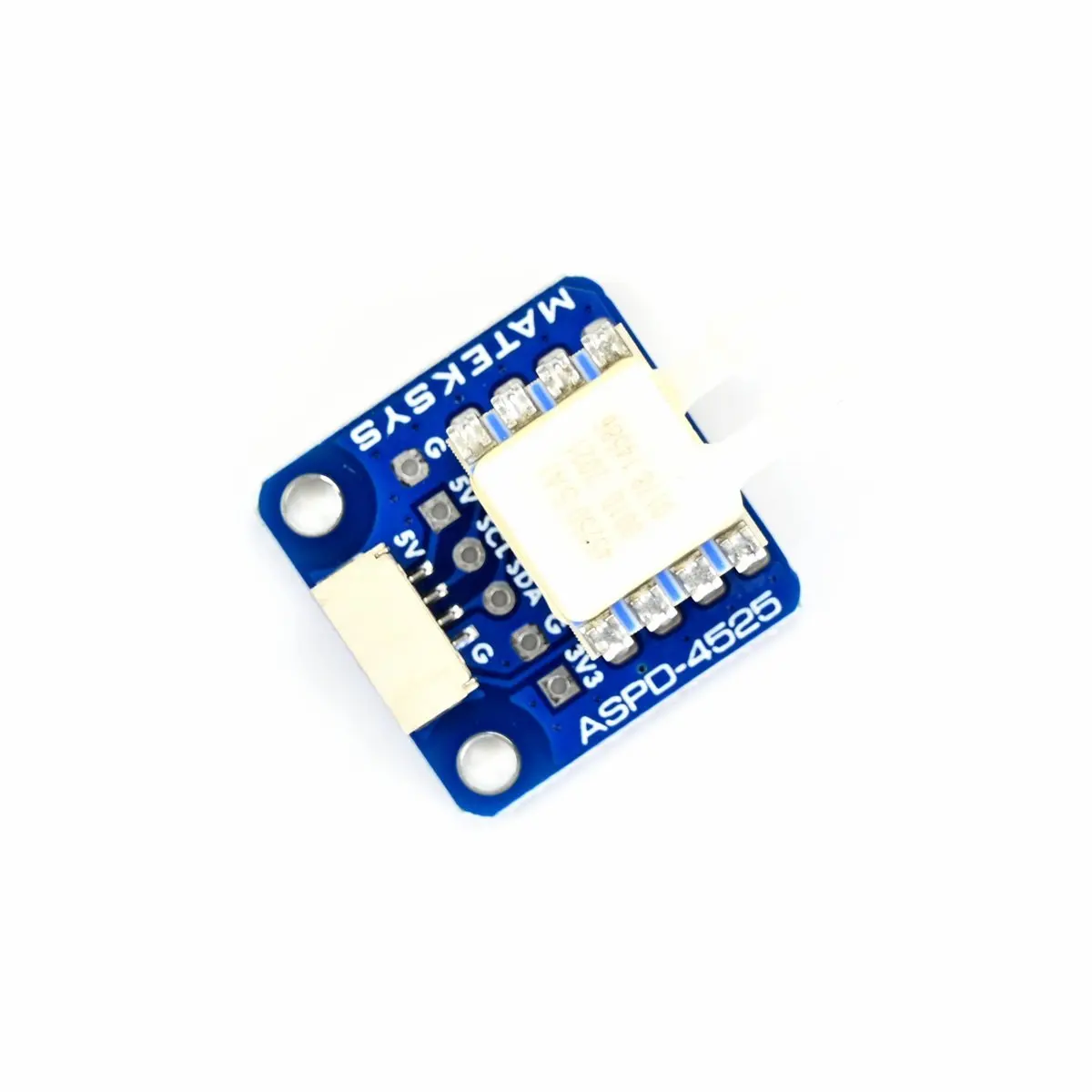 Vue latérale du capteur de pression MS4525 I2C 1PSI pour micro moteur ESC, illustrant sa taille réduite et son design robuste.