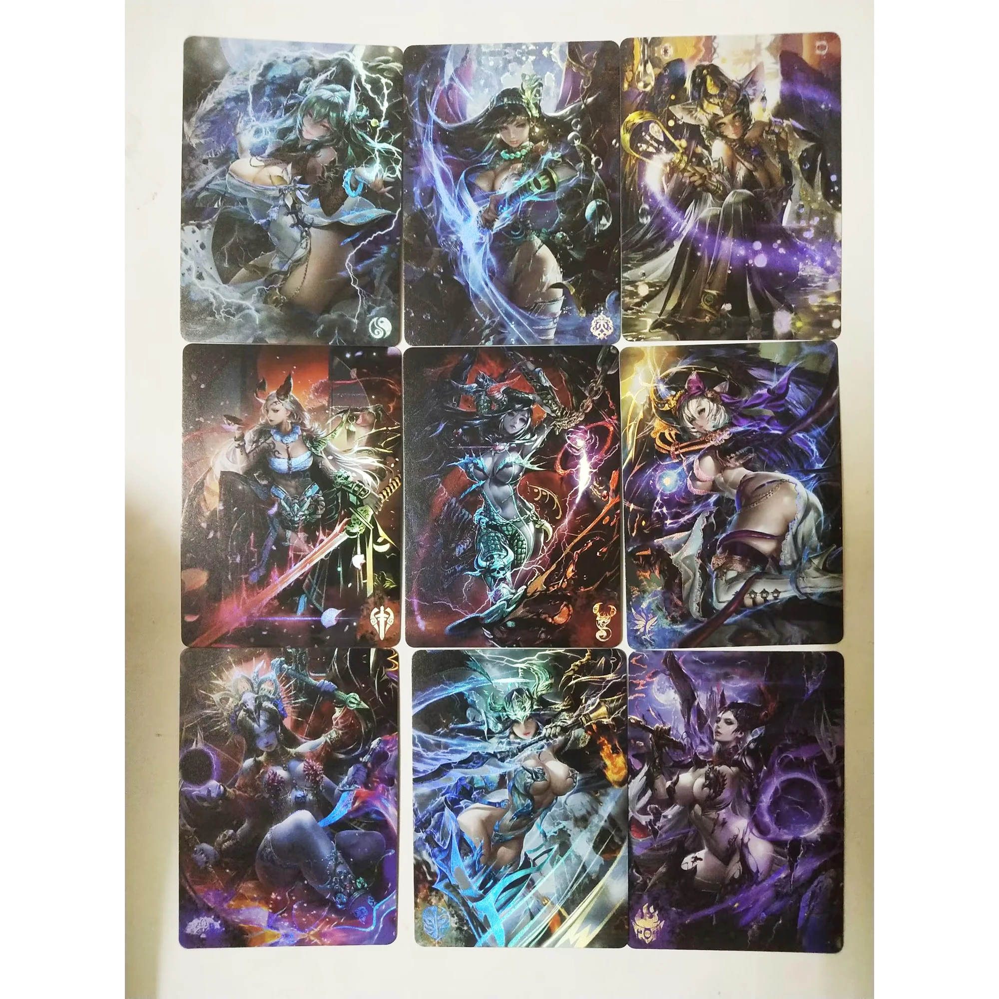 

88*63mm 9Pcs/set Anime Girls Color Flash Card Magic Beast Ji First Set Classic Anime Game Collection Cards Gift Toys