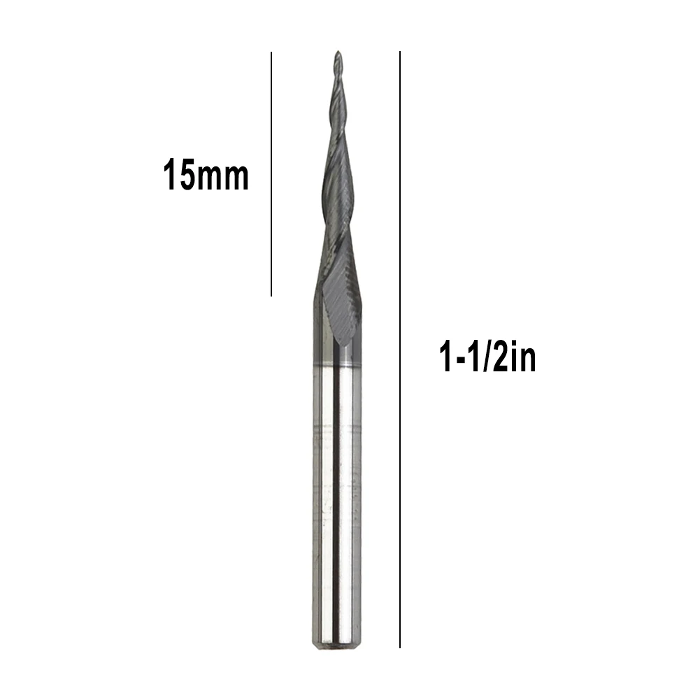 1/8 샹크 CNC 카바이드 볼 노즈 테이퍼드 엔드밀, 라디우스 0.25mm, 티알인 코팅, 연질 재료, 주철, 주강 절삭용