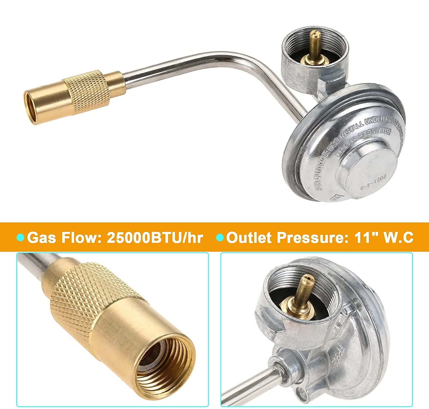 6 Feet Propane Adapter Hose + Gas Regulator 1lb to 20lb Converter fits Blackstone 17" 22" Tabletop Griddle Blue Rhino Pit Boss 5