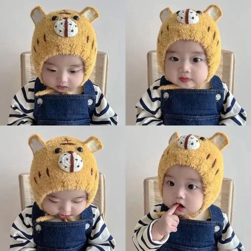 Warm Acrylic Baby Hat with Cartoon Ears for Winter